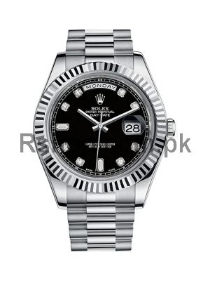 Rolex Day Date II Black Dial Swiss Watch Price in Pakistan