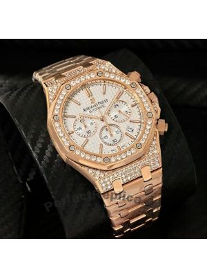 Audemars Piguet Royal Oak Chronograph White Dial  Diamonds Watch Price in Pakistan