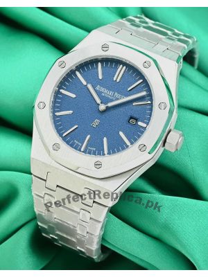 Audemars Piguet Royal Oak Silver Bracelet Blue Dial Watch Price in Pakistan