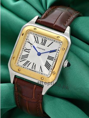 Cartier Santos Dumont Two Tone Brown Straps Watch Price in Pakistan