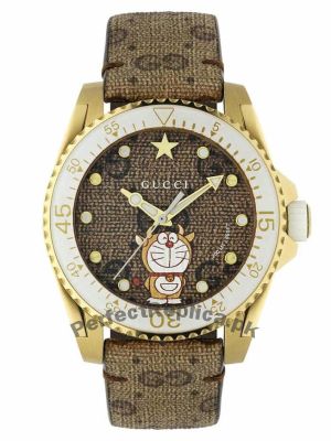 Gucci Dive Doraemon Brown Dial Brown Leather Strap Watch  Price in Pakistan