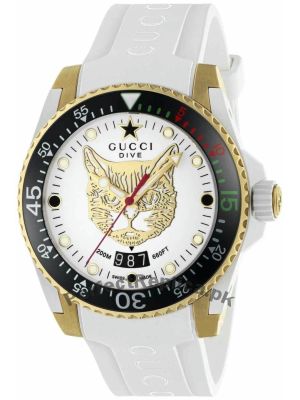 Gucci Dive White Dial 40mm Rubber Strap Men's Watch Price in Pakistan