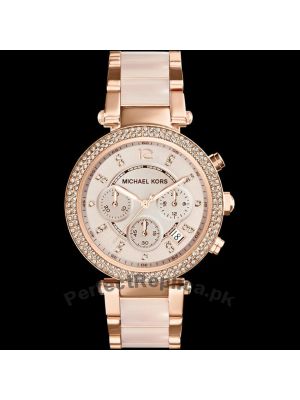 Michael Kors Parker Blush Dial Rose Gold Tone and Blush Acetate Ladies Watch  Price in Pakistan