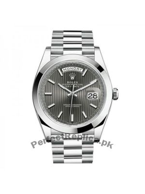 Rolex Day-Date 40 mm Oyster Perpetual Platinum Dark rhodium stripe motif Dial Watch Price in Pakistan