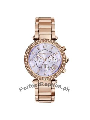 Michael Kors Women's Rose Gold Tone Purple Dial Chrono Watch Price in Pakistan
