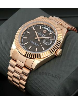 Rolex Day-Date Brown Stripe Dial Rose Gold Watch Price in Pakistan
