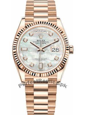 Rolex Day Date Everose Gold 128235 MOP Diamond Watch Price in Pakistan