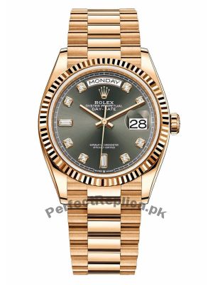 Rolex Day Date Rose Gold Dark Grey Dial Watch Price in Pakistan