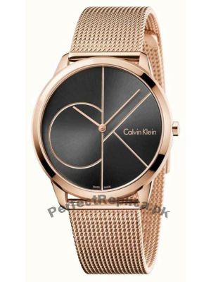 Calvin Klein Mens Minimal Rose Gold Toned Mesh  Bracelet Watch Price in Pakistan