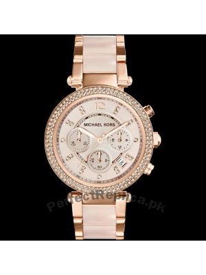 Michael Kors Parker Blush Dial Rose Gold Tone and Blush Acetate Ladies Watch  Price in Pakistan