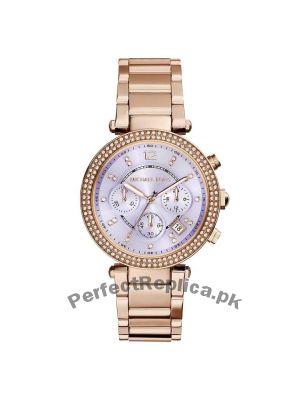 Michael Kors Women's Rose Gold Tone Purple Dial Chrono Watch Price in Pakistan