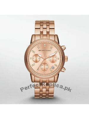 Michael Kors Rose Gold tone Ritz Chronograph Glitz Ladies Watch Price in Pakistan