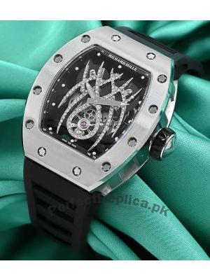 Richard Mille 19-01 Tourbillon Spider Dial Black Rubber Strap Watch Price in Pakistan