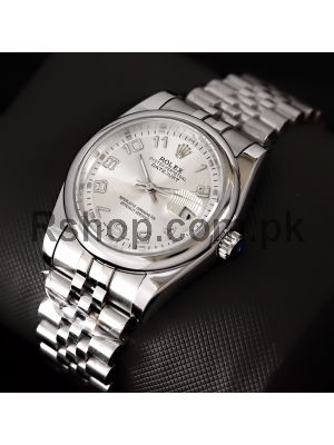 Rolex Datejust Silver Arabic Dial Replica Watches Lahore