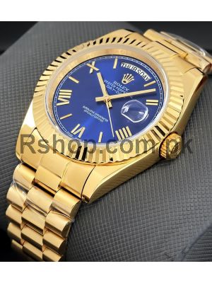 Rolex Day-Date Blue Dial yellow Gold Watch Price in Pakistan