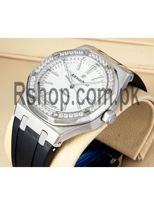 Audemars Piguet Royal Oak White Dial Diamond Bezel Watch Price in Pakistan