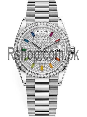 Rolex Day-Date 128348 Pave Rainbow Diamond Dial Watch Price in Pakistan
