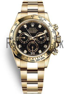 Rolex Daytona Yellow Gold Black Diamond Dial 116508 Watch